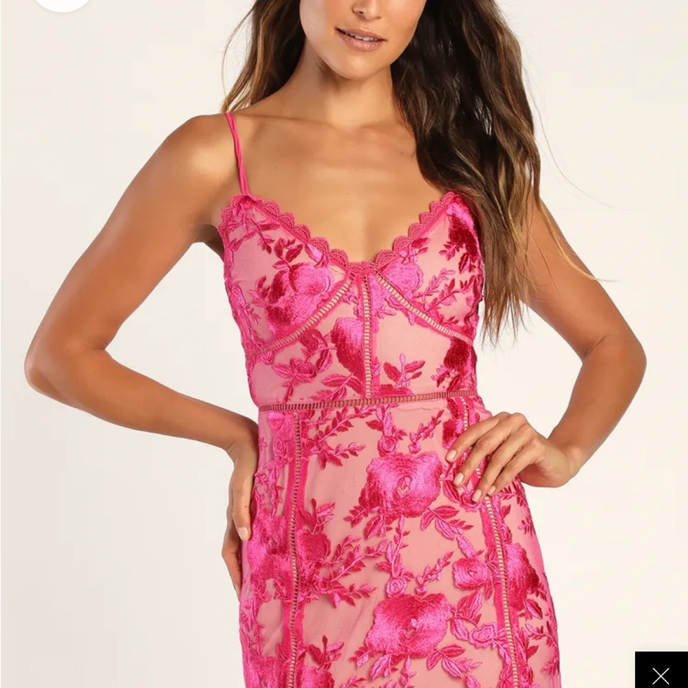 Lulus Floral Lace Pink Intimate Dress